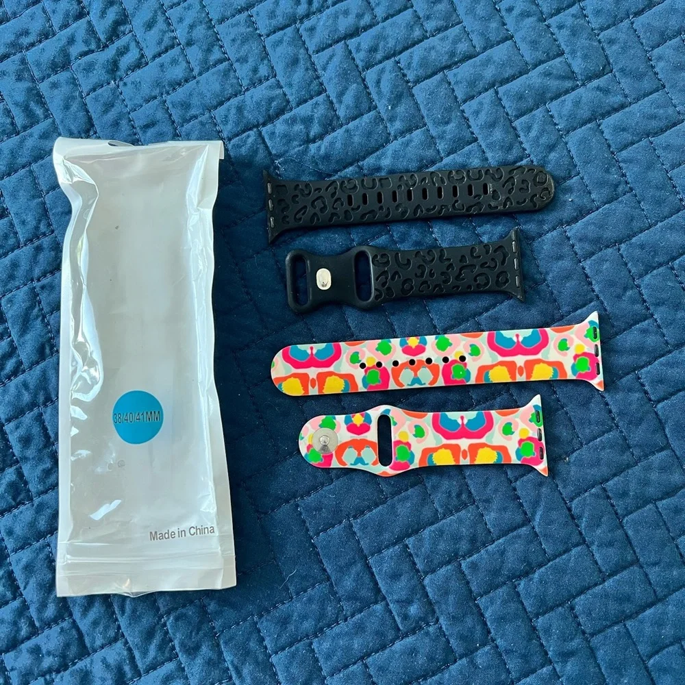 Animal‎ Print Apple Watch Band Watchband Black Multi 38, 40, 41mm Set of 2